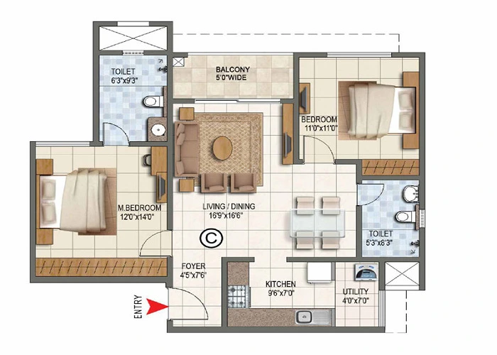 Birla Trimaya Phase 3 1 BHK Floor Plan