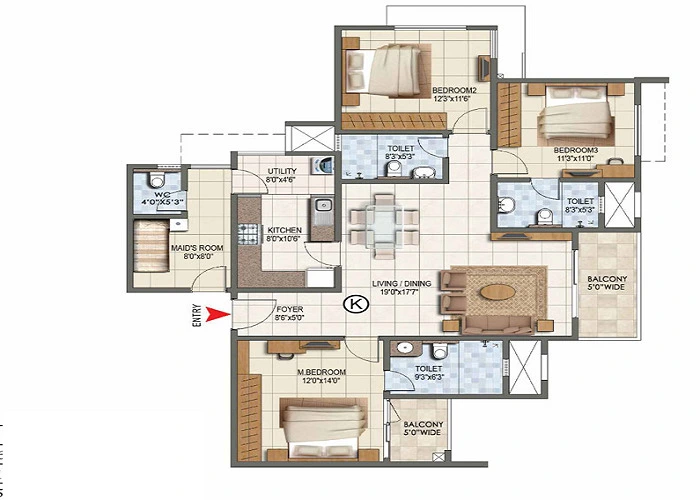 Birla Trimaya Phase 3 3 BHK Floor Plan